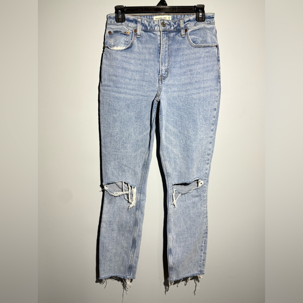 Abercrombie & Fitch Light Blue Distressed Ankle Jeans